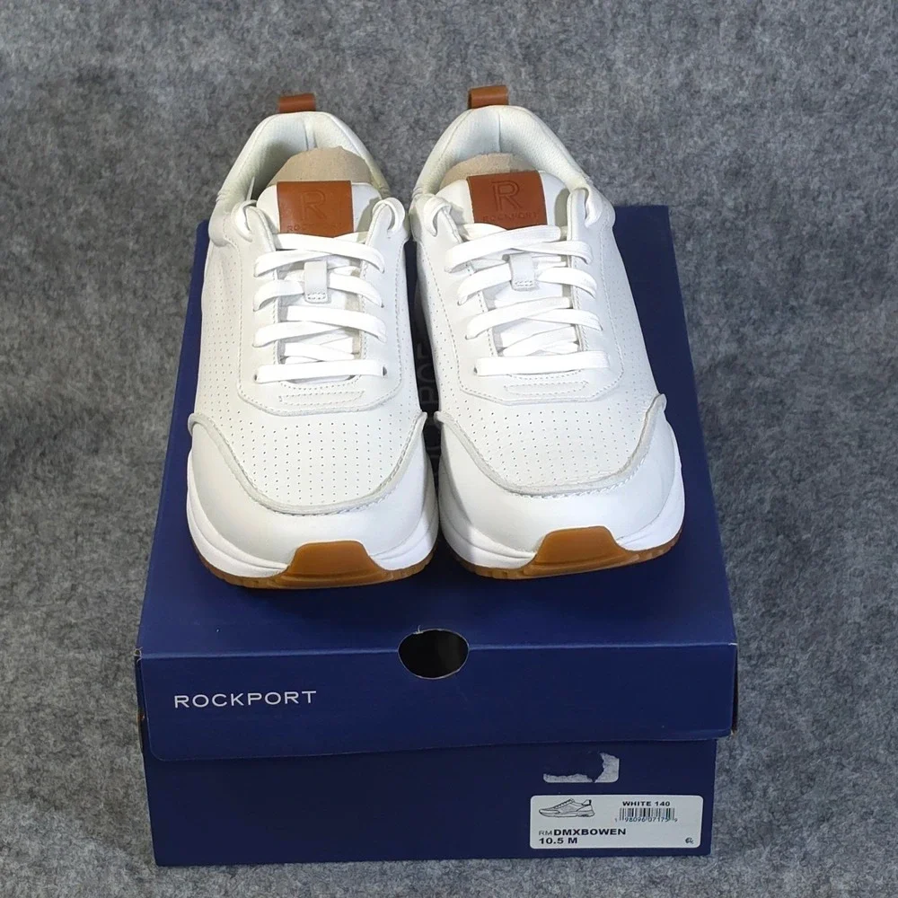 Rockport Bowen Mens White Leather Sneakers Reebok DMX Technology size‎ 7.5 NEW